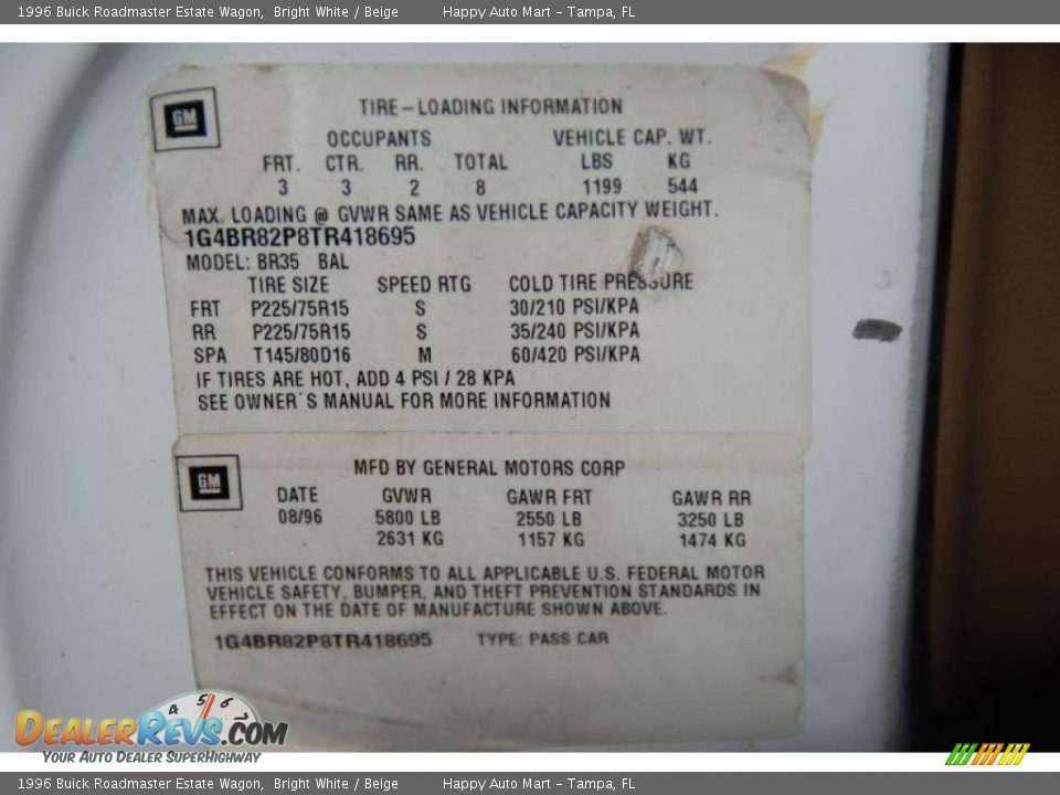 1996 Buick Roadmaster Estate Wagon Bright White / Beige Photo #31