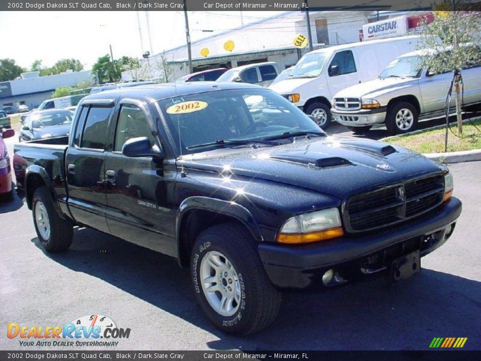 2002 Dodge Dakota SLT Quad Cab Black / Dark Slate Gray Photo #1