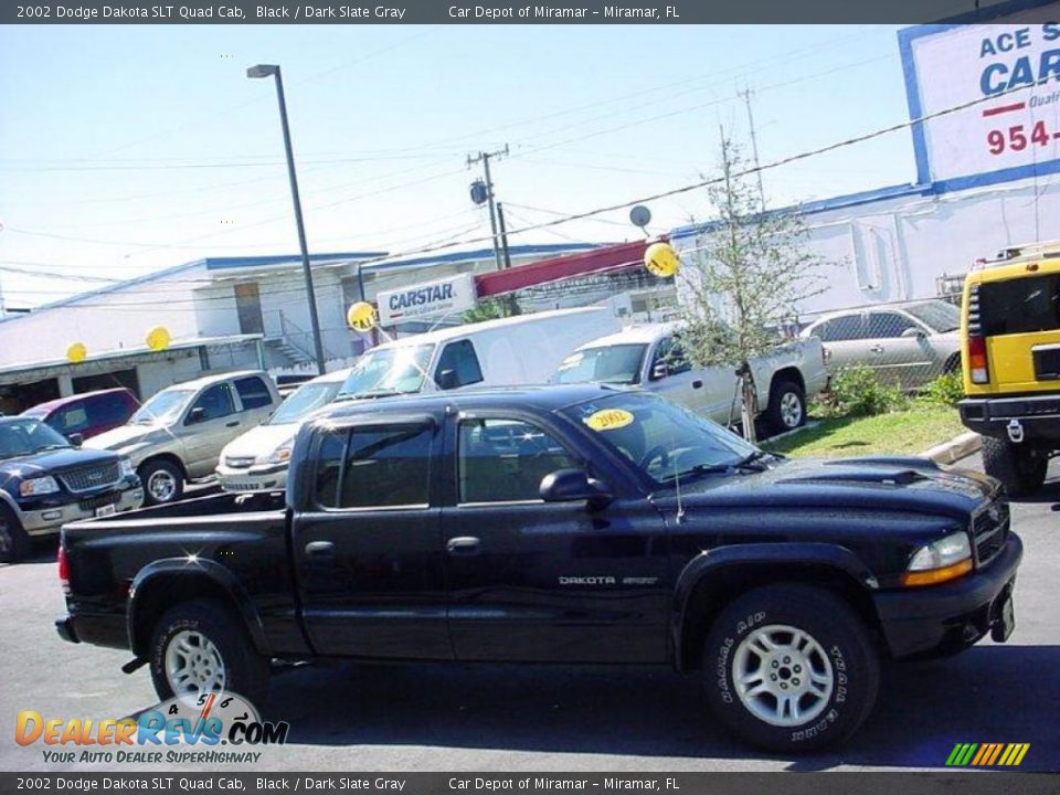 2002 Dodge Dakota SLT Quad Cab Black / Dark Slate Gray Photo #2