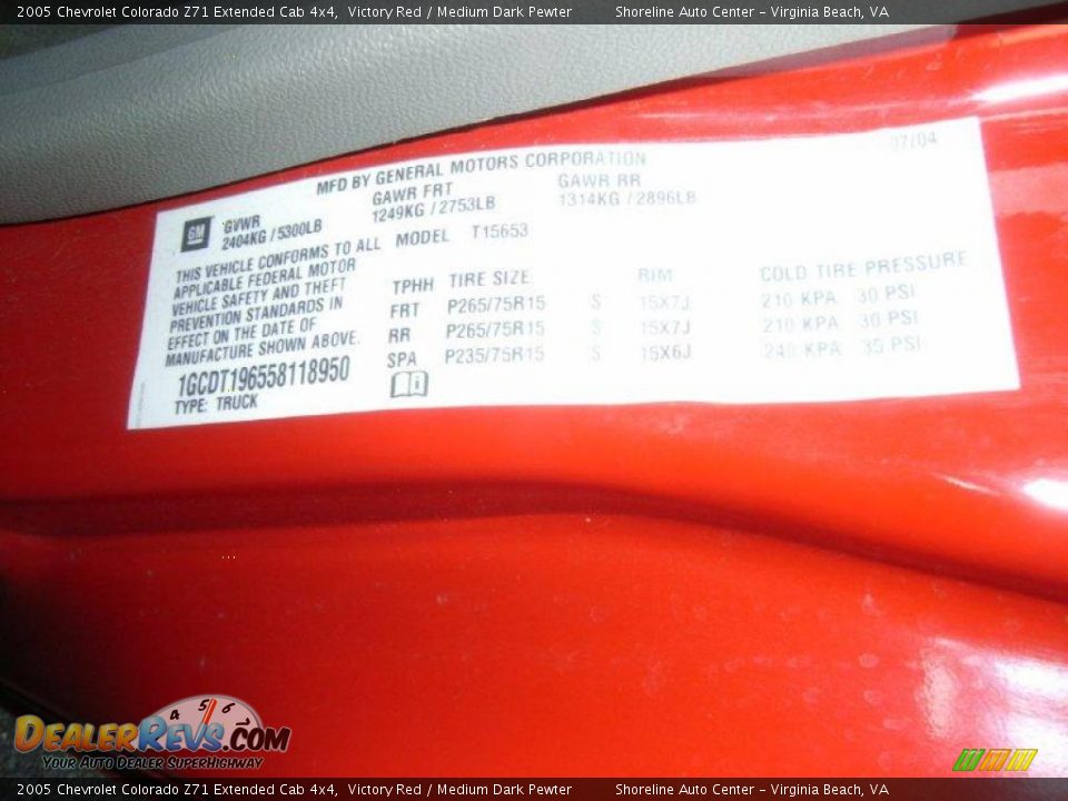 2005 Chevrolet Colorado Z71 Extended Cab 4x4 Victory Red / Medium Dark Pewter Photo #21