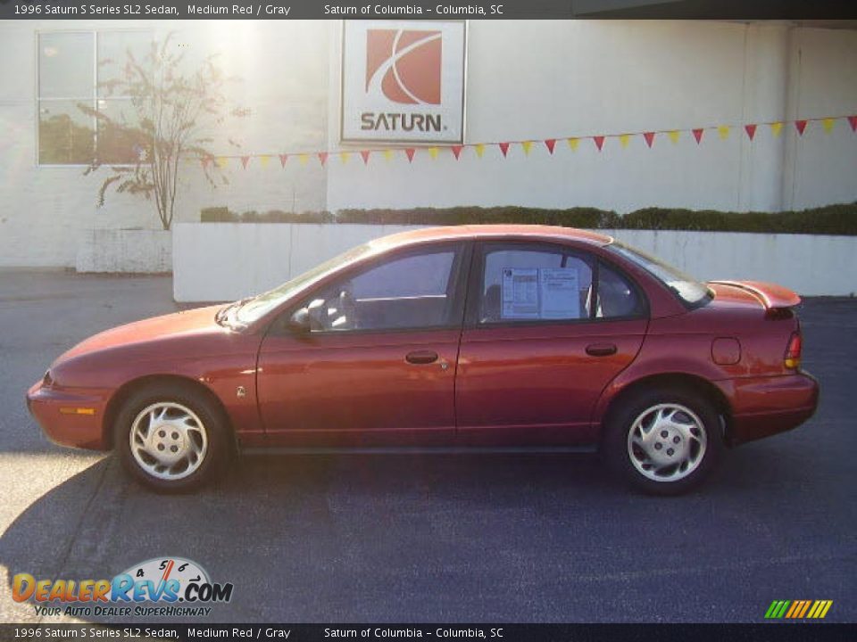 1996 Saturn S Series SL2 Sedan Medium Red / Gray Photo #1