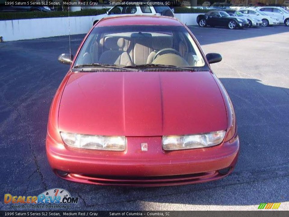 1996 Saturn S Series SL2 Sedan Medium Red / Gray Photo #3