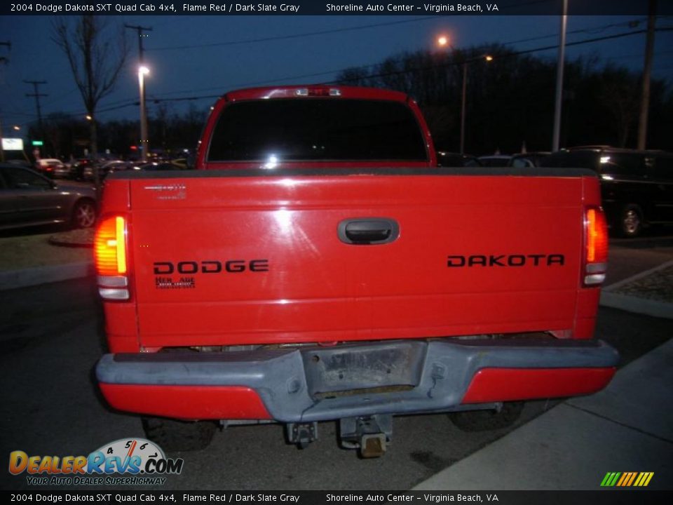 2004 Dodge Dakota SXT Quad Cab 4x4 Flame Red / Dark Slate Gray Photo #4