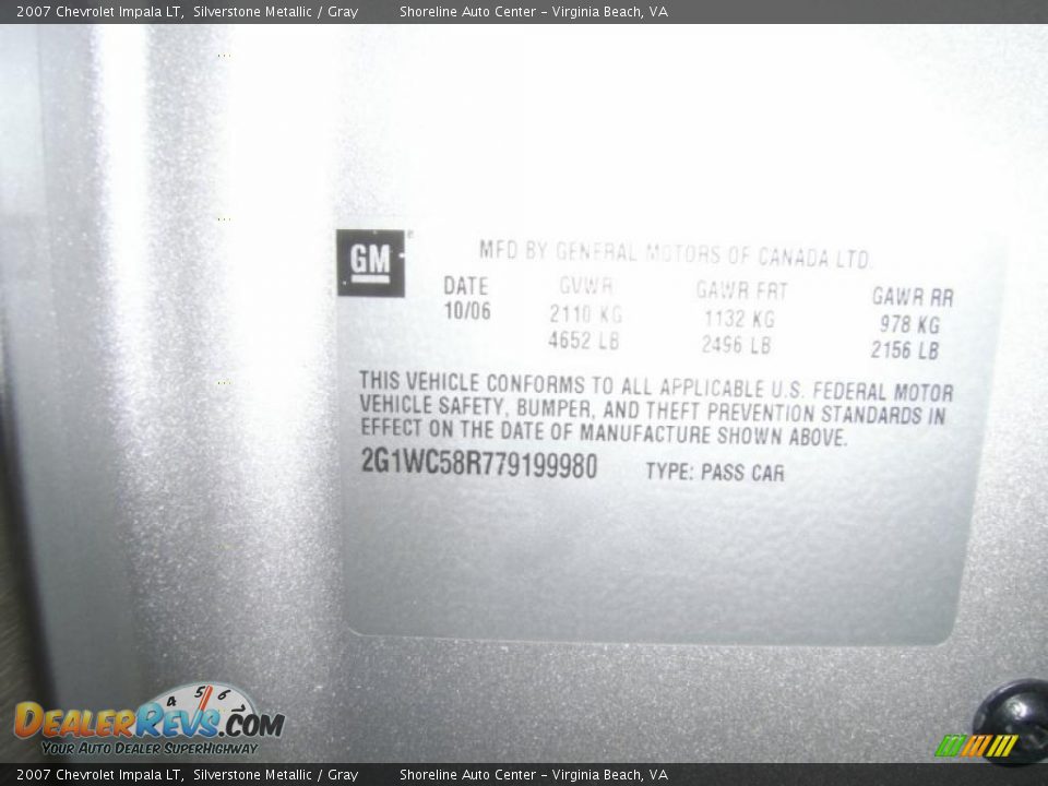 2007 Chevrolet Impala LT Silverstone Metallic / Gray Photo #21