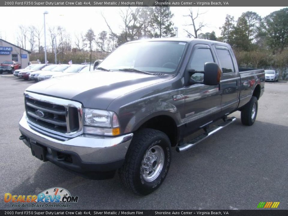 2003 Ford F350 Super Duty Lariat Crew Cab 4x4 Silver Metallic / Medium Flint Photo #2
