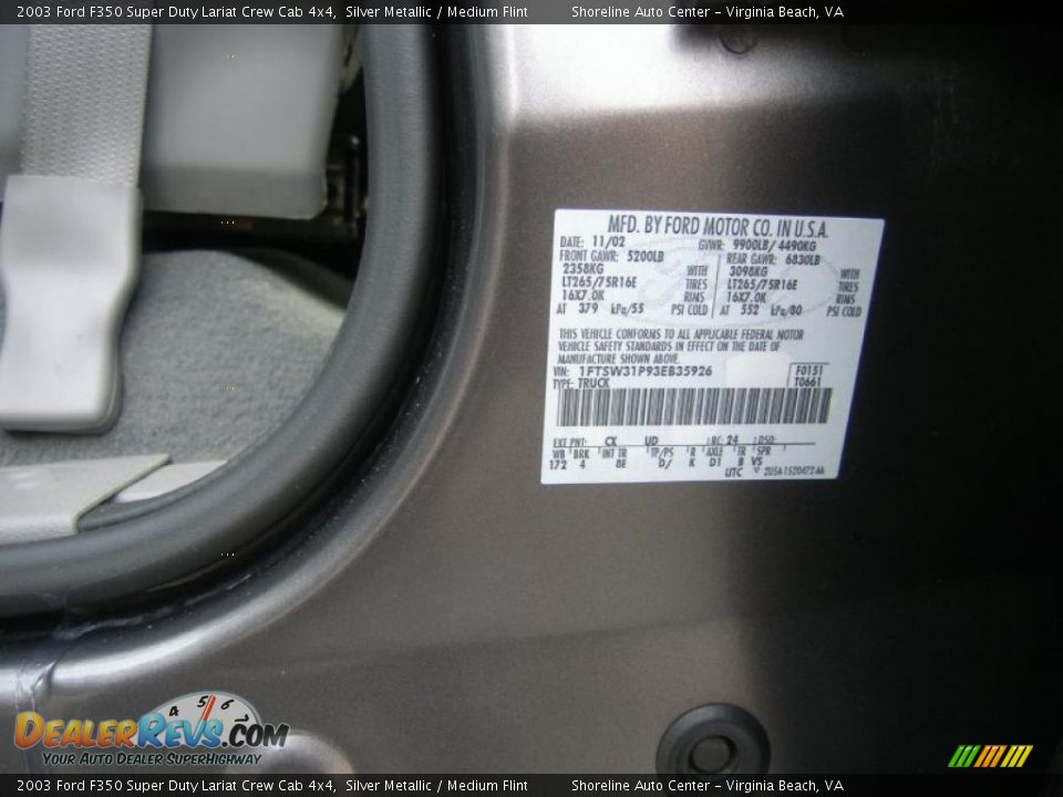 2003 Ford F350 Super Duty Lariat Crew Cab 4x4 Silver Metallic / Medium Flint Photo #34