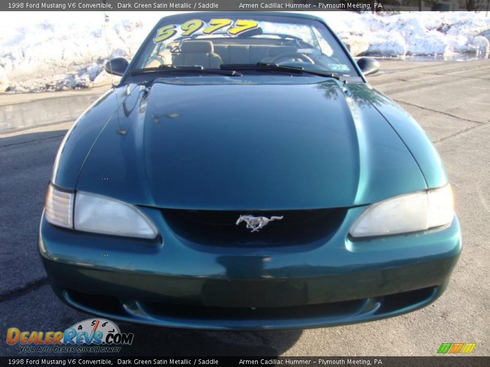 1998 Ford Mustang V6 Convertible Dark Green Satin Metallic / Saddle Photo #3