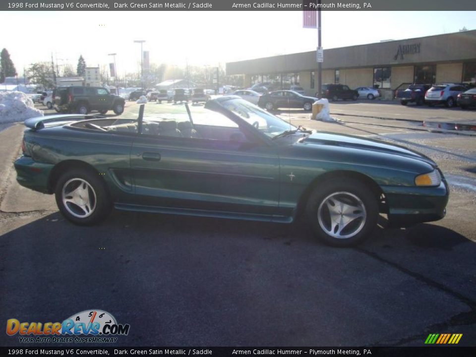 1998 Ford Mustang V6 Convertible Dark Green Satin Metallic / Saddle Photo #6