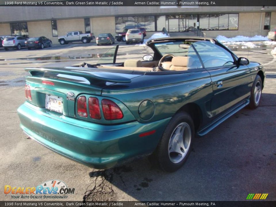 1998 Ford Mustang V6 Convertible Dark Green Satin Metallic / Saddle Photo #7