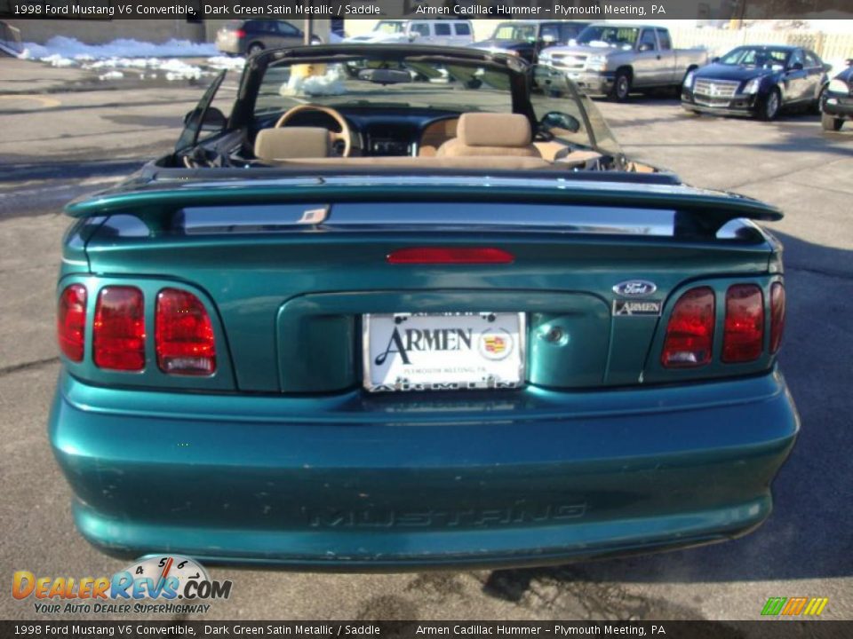 1998 Ford Mustang V6 Convertible Dark Green Satin Metallic / Saddle Photo #8