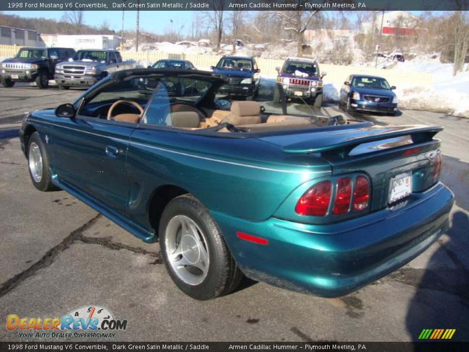 1998 Ford Mustang V6 Convertible Dark Green Satin Metallic / Saddle Photo #9