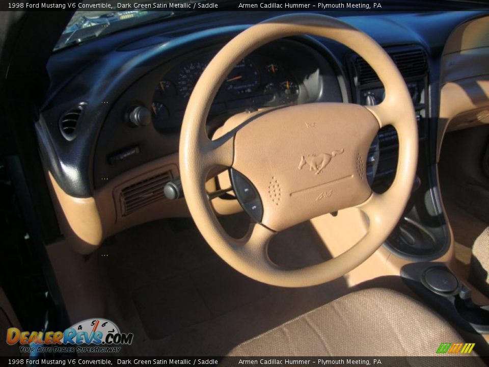 1998 Ford Mustang V6 Convertible Dark Green Satin Metallic / Saddle Photo #11