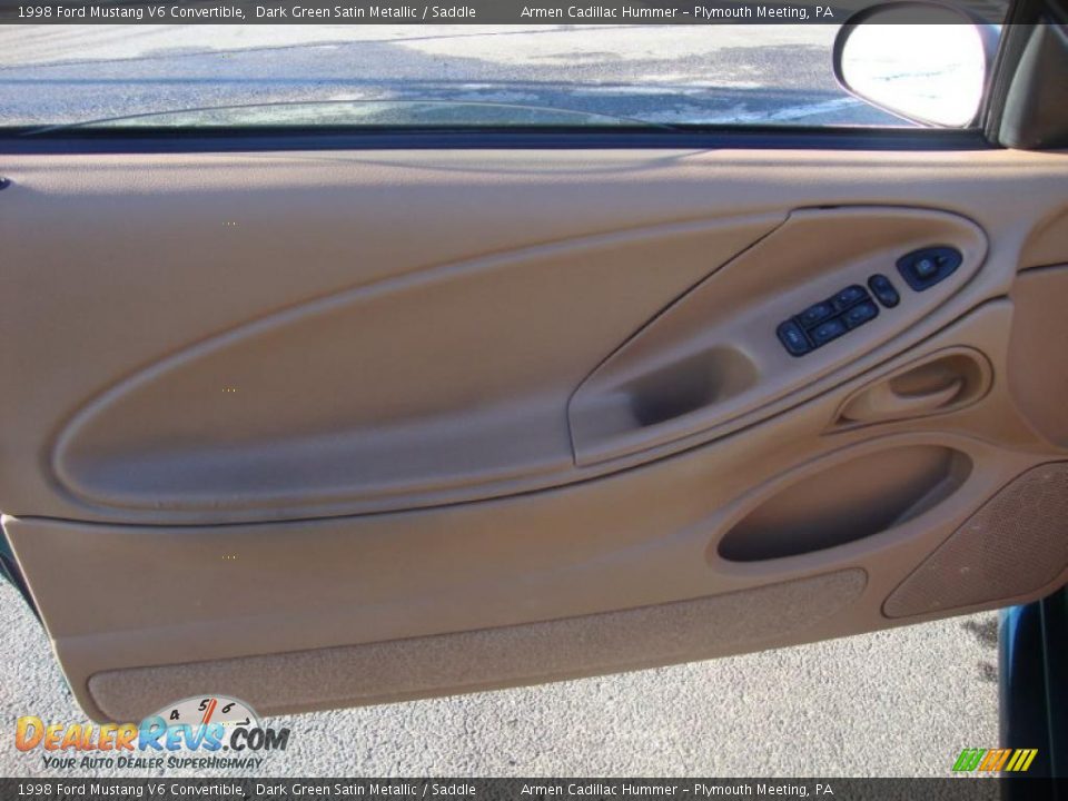 1998 Ford Mustang V6 Convertible Dark Green Satin Metallic / Saddle Photo #13