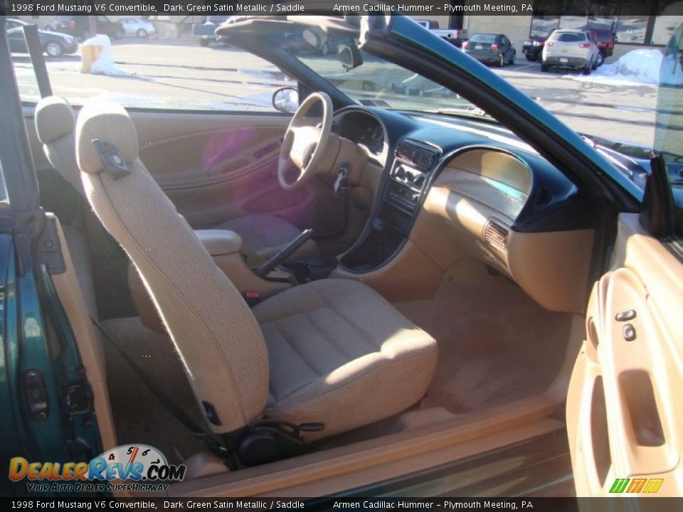 1998 Ford Mustang V6 Convertible Dark Green Satin Metallic / Saddle Photo #19