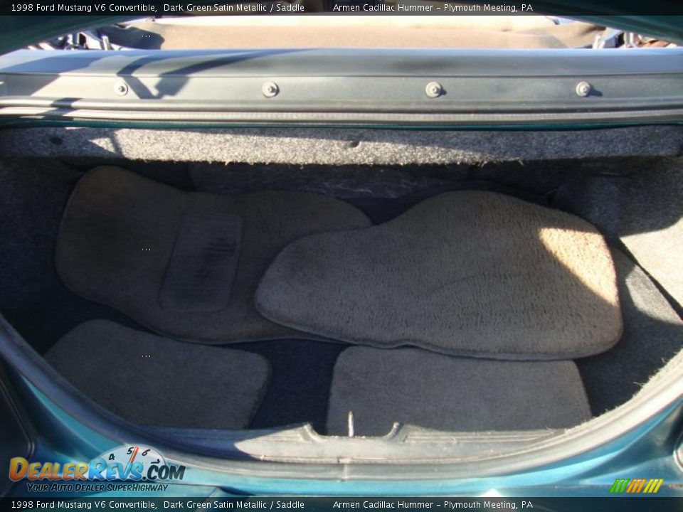 1998 Ford Mustang V6 Convertible Dark Green Satin Metallic / Saddle Photo #21