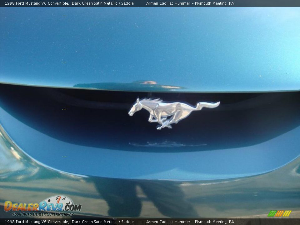 1998 Ford Mustang V6 Convertible Dark Green Satin Metallic / Saddle Photo #27