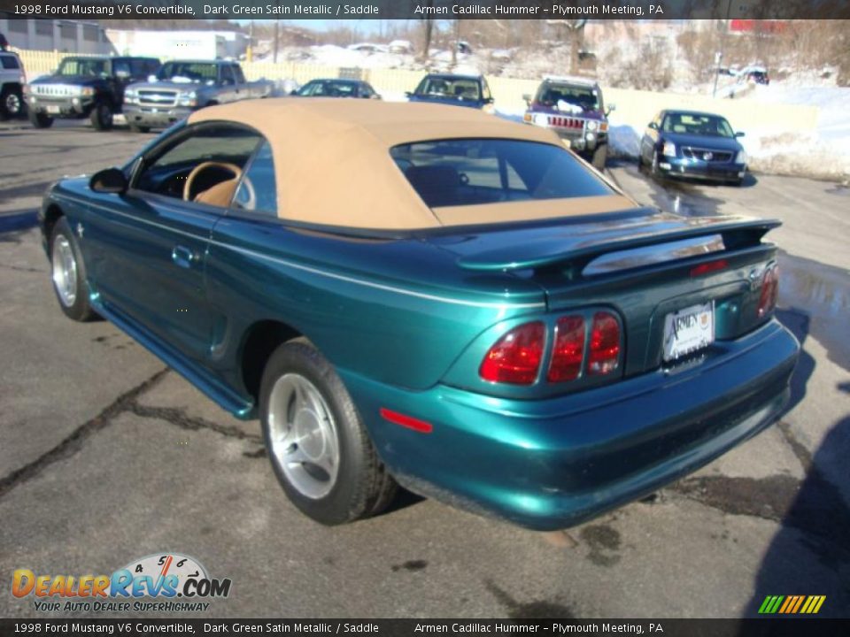 1998 Ford Mustang V6 Convertible Dark Green Satin Metallic / Saddle Photo #36
