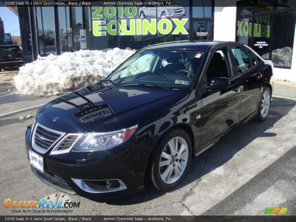 2008 Saab 9-3 Aero Sport Sedan Black / Black Photo #1