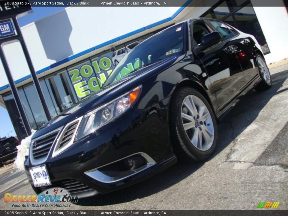 2008 Saab 9-3 Aero Sport Sedan Black / Black Photo #2