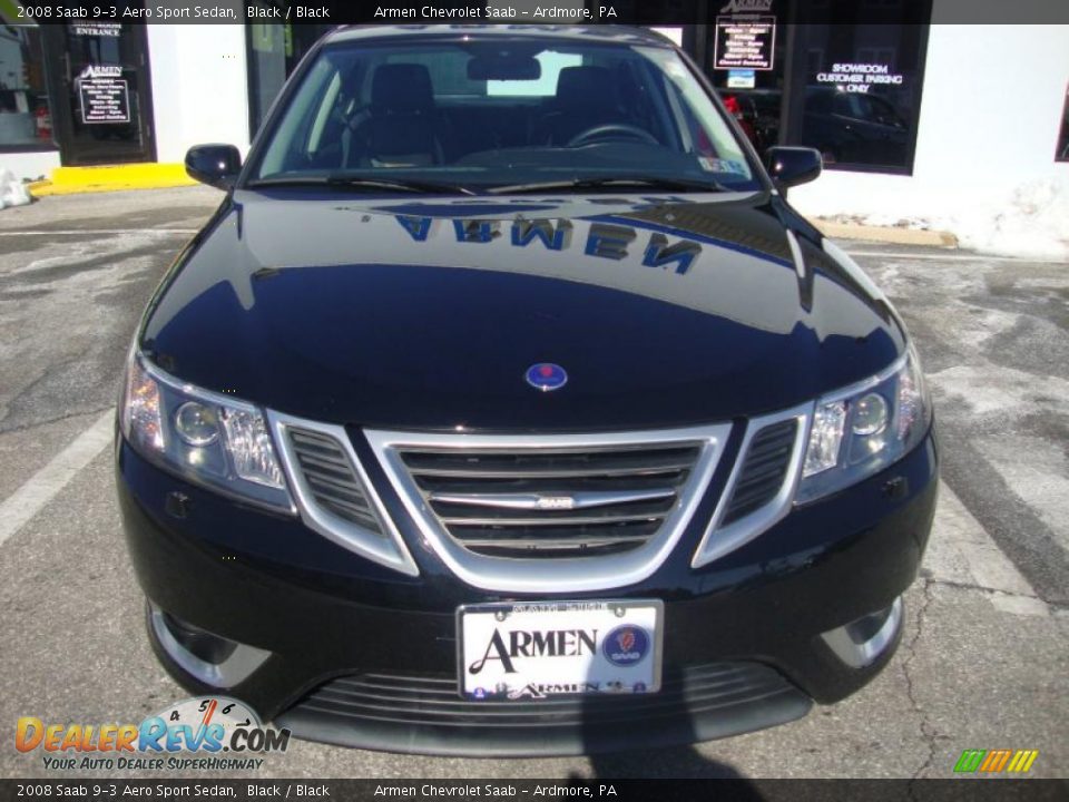 2008 Saab 9-3 Aero Sport Sedan Black / Black Photo #3