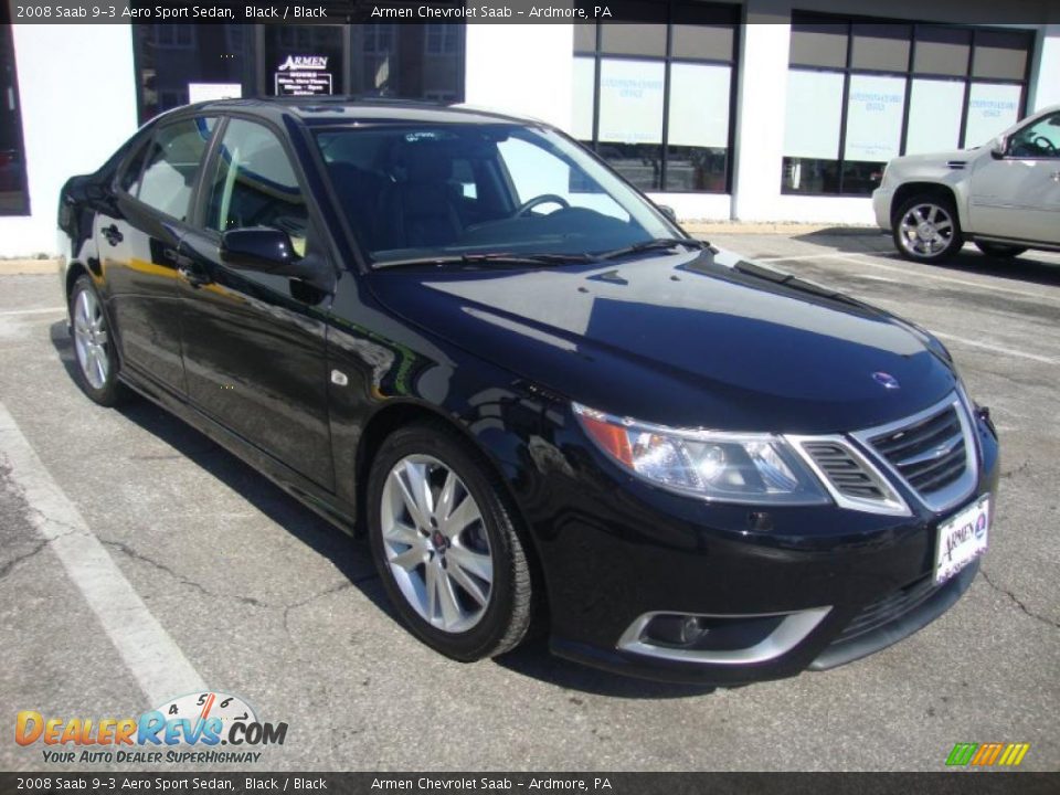 2008 Saab 9-3 Aero Sport Sedan Black / Black Photo #4