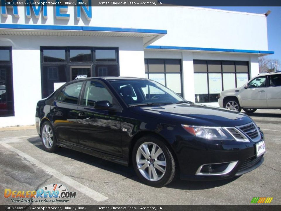 2008 Saab 9-3 Aero Sport Sedan Black / Black Photo #5