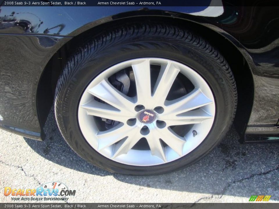 2008 Saab 9-3 Aero Sport Sedan Black / Black Photo #24