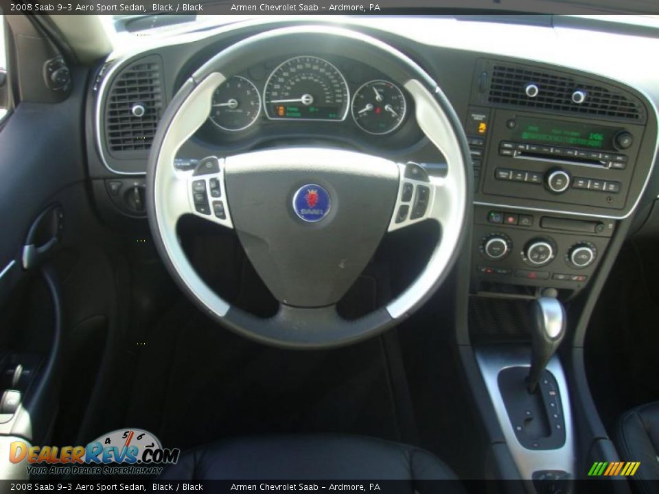 2008 Saab 9-3 Aero Sport Sedan Black / Black Photo #31