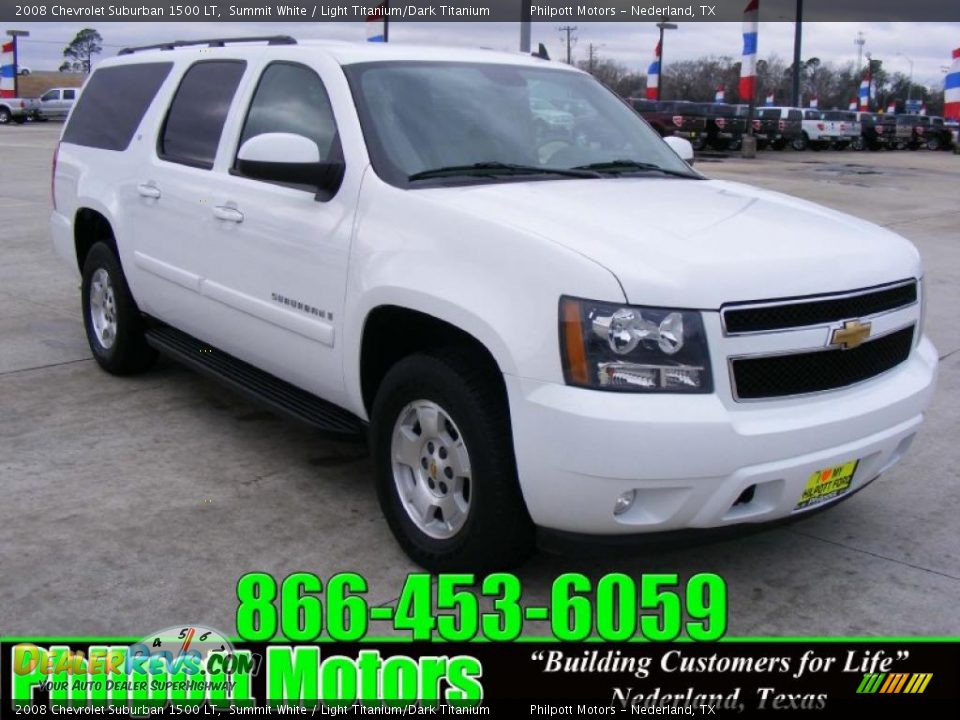 2008 Chevrolet Suburban 1500 LT Summit White / Light Titanium/Dark Titanium Photo #1
