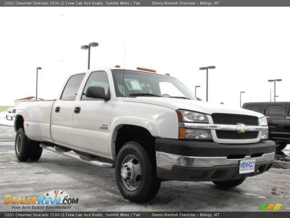 2003 Chevrolet Silverado 3500 LS Crew Cab 4x4 Dually Summit White / Tan Photo #3