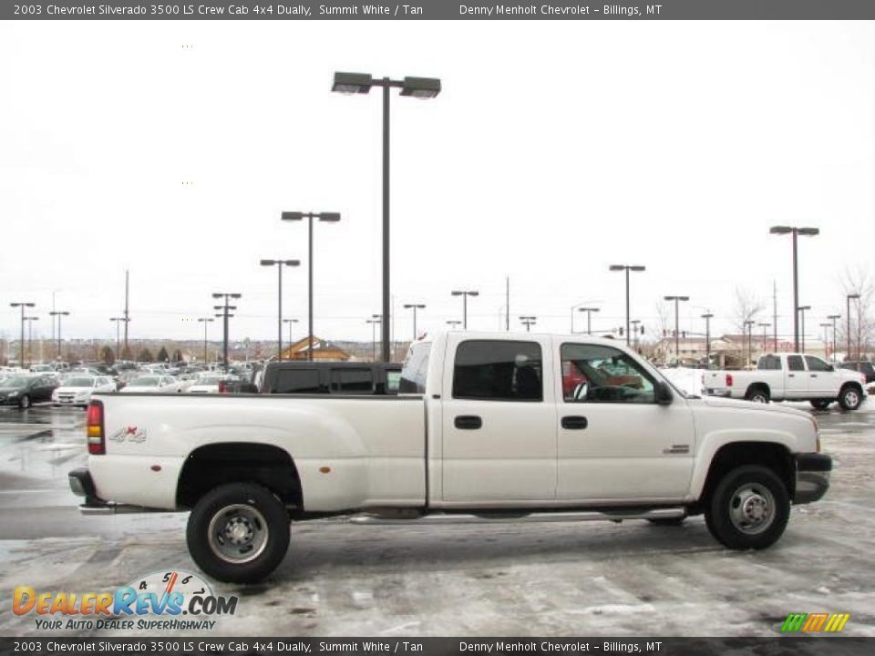 2003 Chevrolet Silverado 3500 LS Crew Cab 4x4 Dually Summit White / Tan Photo #4