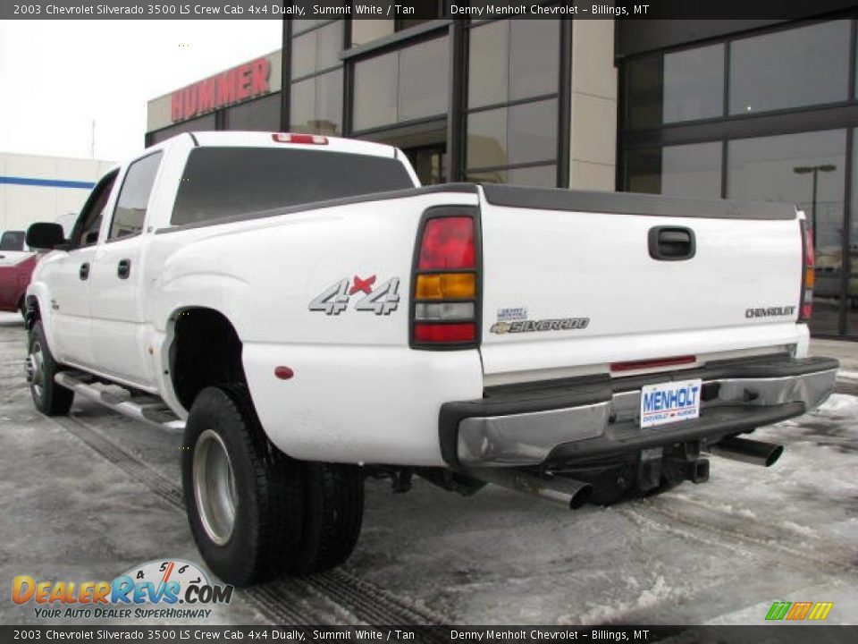 2003 Chevrolet Silverado 3500 LS Crew Cab 4x4 Dually Summit White / Tan Photo #6