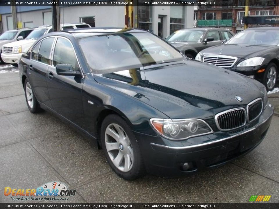 2006 BMW 7 Series 750i Sedan Deep Green Metallic / Dark Beige/Beige III Photo #2