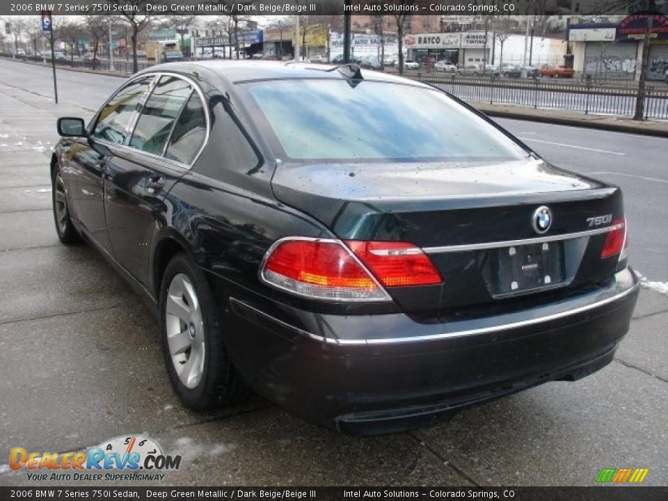 2006 BMW 7 Series 750i Sedan Deep Green Metallic / Dark Beige/Beige III Photo #3