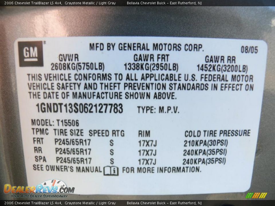 2006 Chevrolet TrailBlazer LS 4x4 Graystone Metallic / Light Gray Photo #15