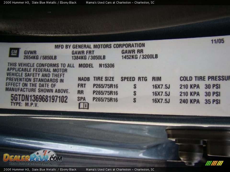 2006 Hummer H3 Slate Blue Metallic / Ebony Black Photo #25