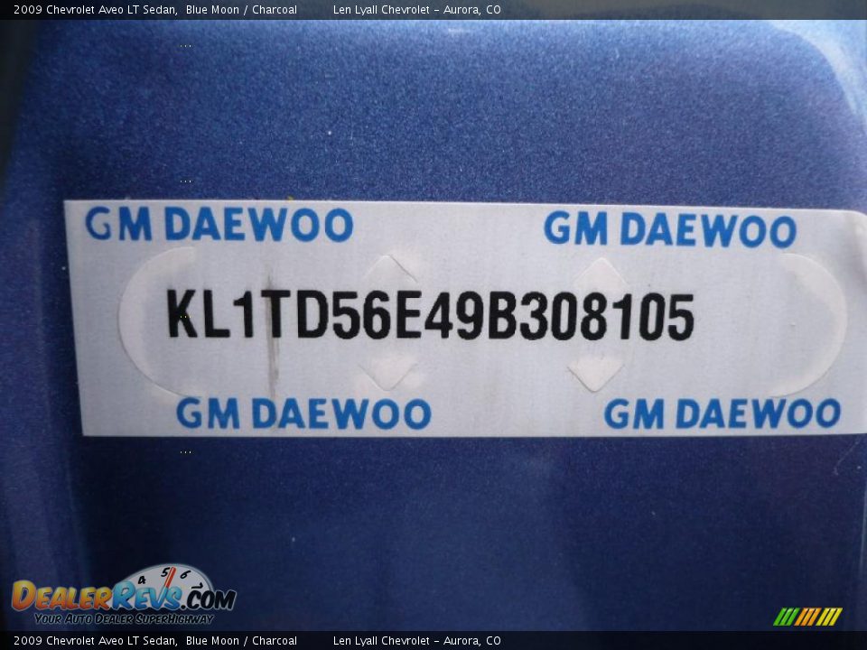 2009 Chevrolet Aveo LT Sedan Blue Moon / Charcoal Photo #22