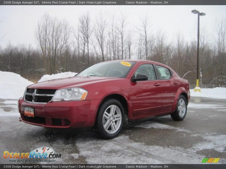 2008 Dodge Avenger SXT Inferno Red Crystal Pearl / Dark Khaki/Light Graystone Photo #1