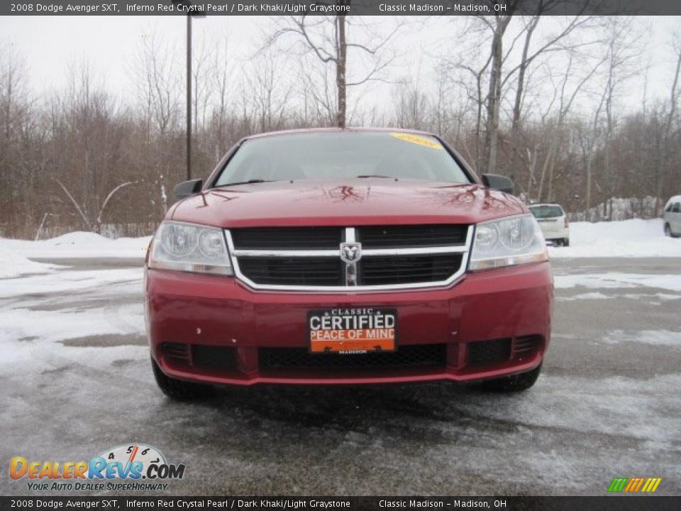 2008 Dodge Avenger SXT Inferno Red Crystal Pearl / Dark Khaki/Light Graystone Photo #2