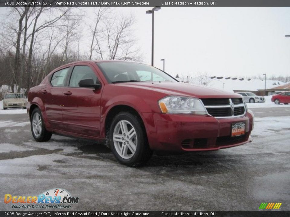 2008 Dodge Avenger SXT Inferno Red Crystal Pearl / Dark Khaki/Light Graystone Photo #3