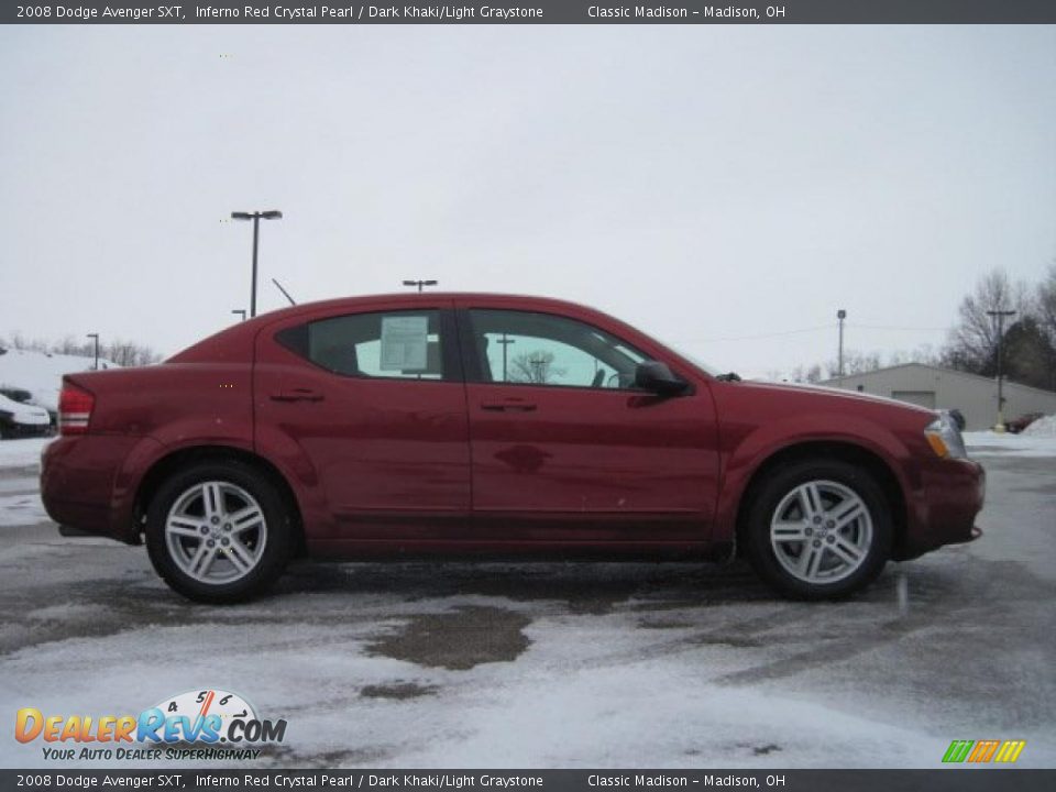 2008 Dodge Avenger SXT Inferno Red Crystal Pearl / Dark Khaki/Light Graystone Photo #4