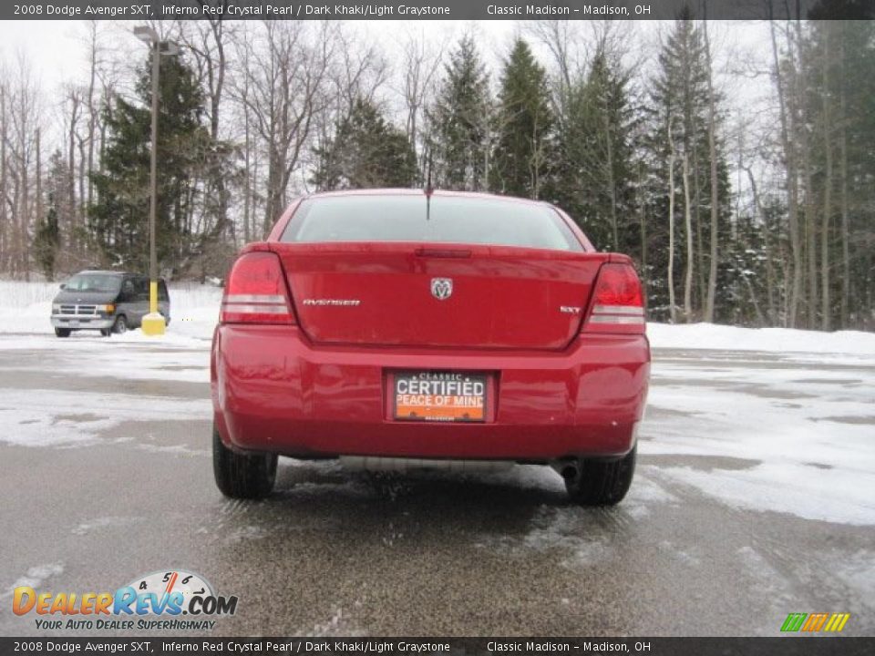 2008 Dodge Avenger SXT Inferno Red Crystal Pearl / Dark Khaki/Light Graystone Photo #5