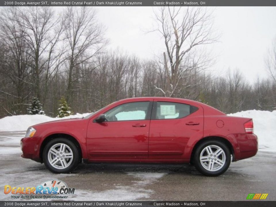 2008 Dodge Avenger SXT Inferno Red Crystal Pearl / Dark Khaki/Light Graystone Photo #6
