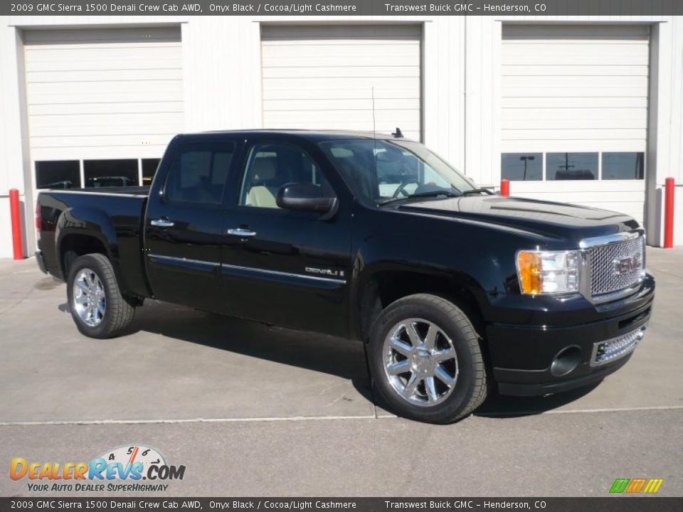2009 GMC Sierra 1500 Denali Crew Cab AWD Onyx Black / Cocoa/Light Cashmere Photo #1
