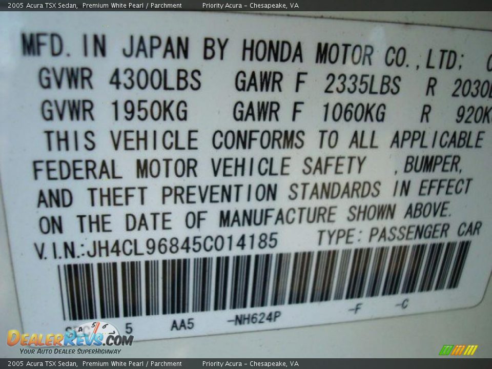 2005 Acura TSX Sedan Premium White Pearl / Parchment Photo #22