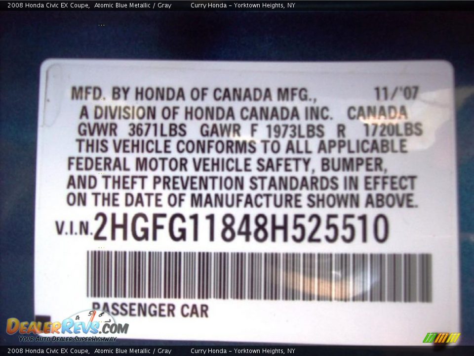 2008 Honda Civic EX Coupe Atomic Blue Metallic / Gray Photo #24
