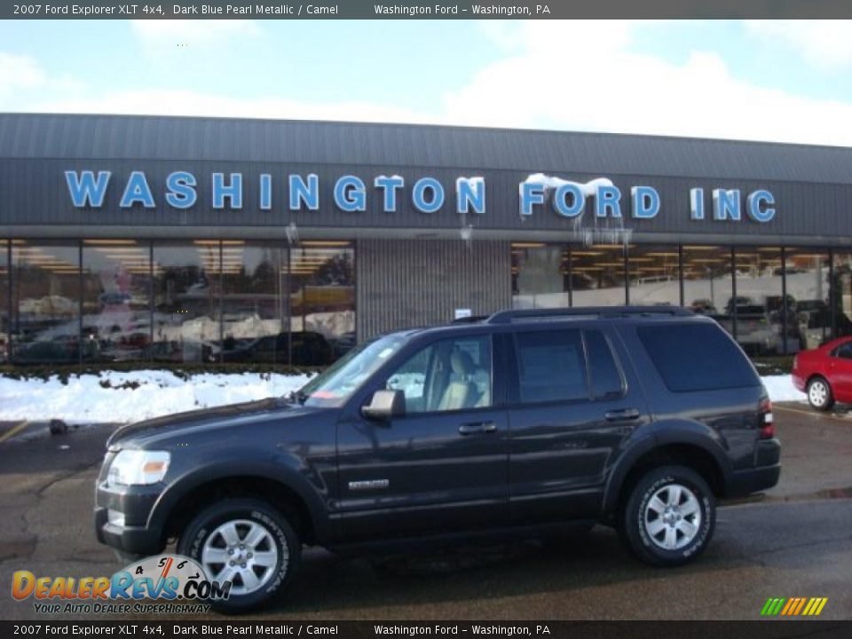 2007 Ford Explorer XLT 4x4 Dark Blue Pearl Metallic / Camel Photo #1