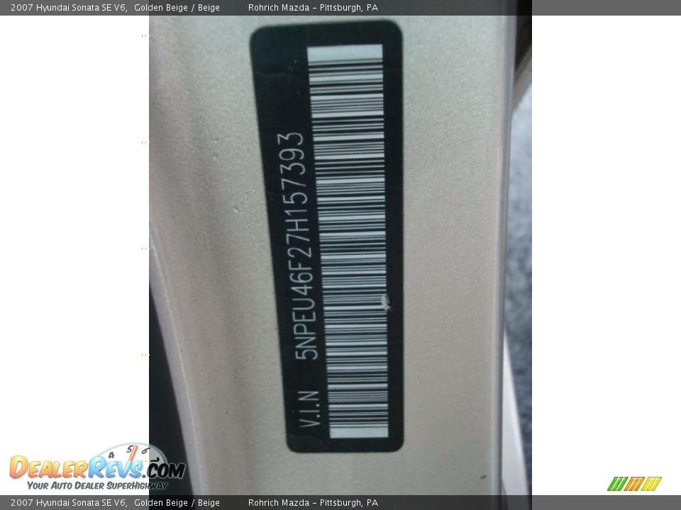2007 Hyundai Sonata SE V6 Golden Beige / Beige Photo #19