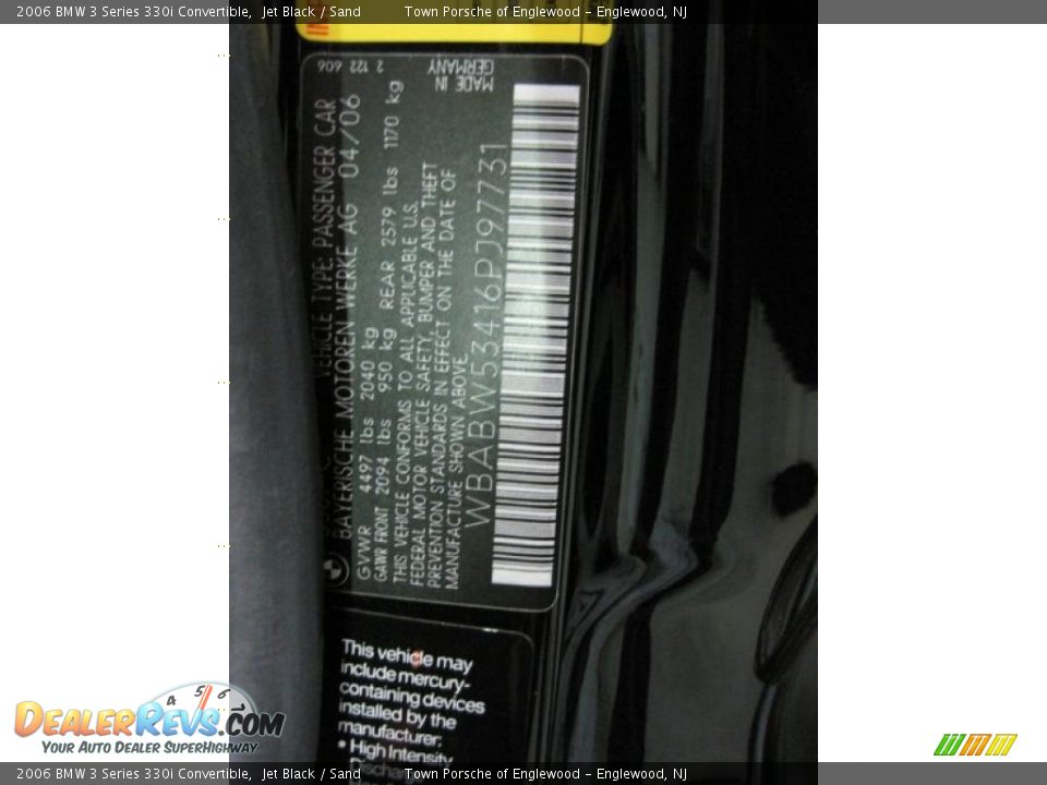 2006 BMW 3 Series 330i Convertible Jet Black / Sand Photo #29