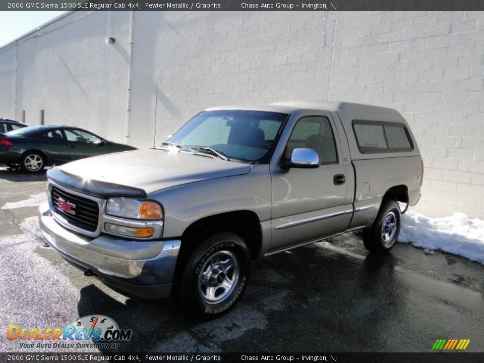 2000 GMC Sierra 1500 SLE Regular Cab 4x4 Pewter Metallic / Graphite Photo #6